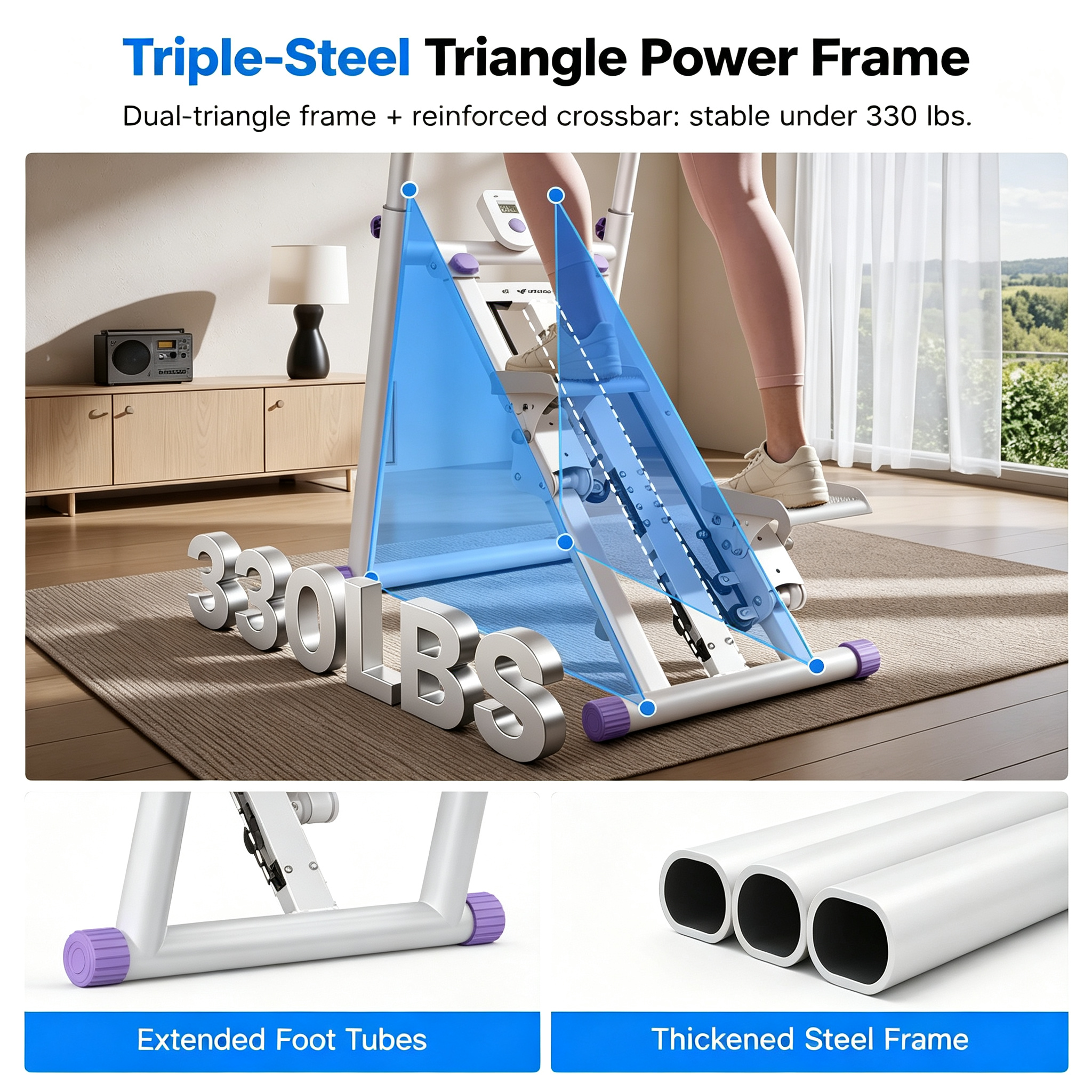 Stair Stepper with Adjustable Resistance, Foldable Stair Climber
