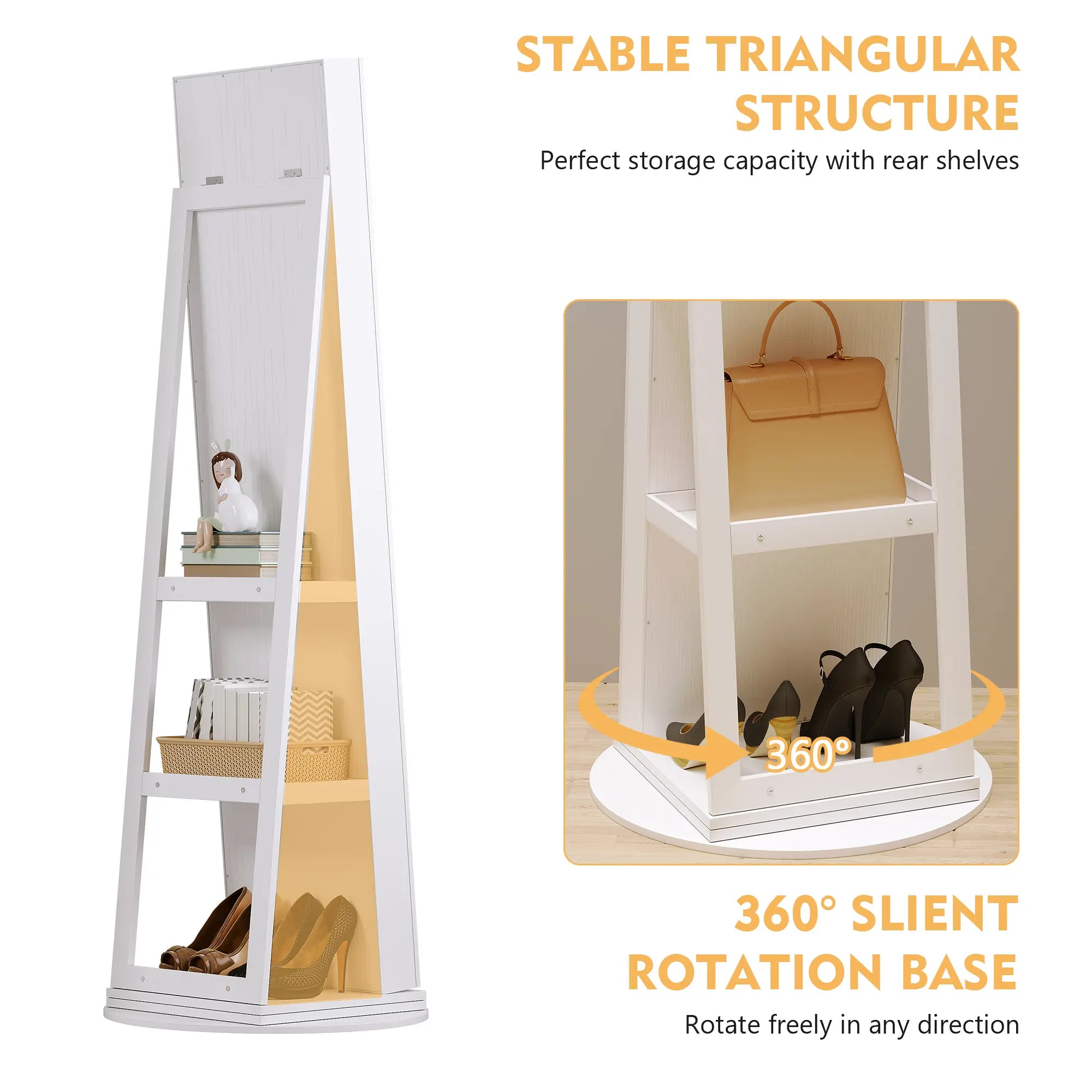 🪞 360° Rotating LED Lockable Jewelry Armoire with Full‑Length Mirror