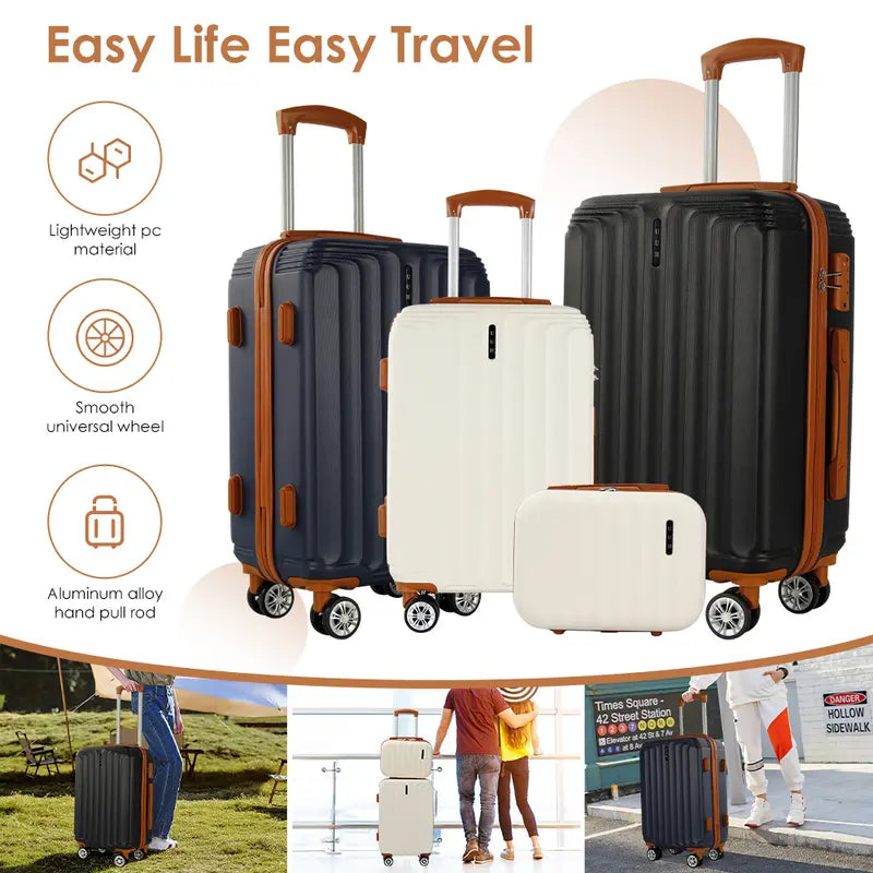 Large Capacity Multi-Piece Luggage Set, Scratch-Resistant Hard Shell Suitcase with TSA Lock for Outdoor Travel