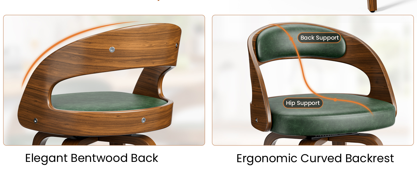 Modern bentwood swivel bar stool