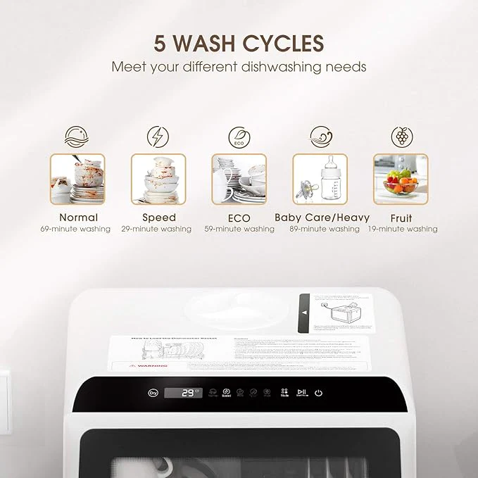 5-in-1 Portable Dishwasher: Wash, Dry, Store & Baby Care Mode