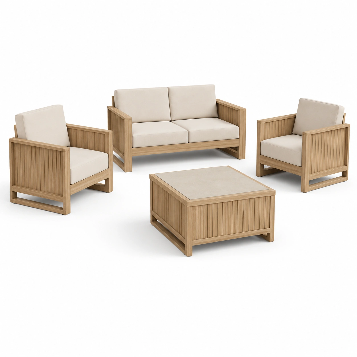 Conjunto de sofa exterior de madera oscura-havenoranest