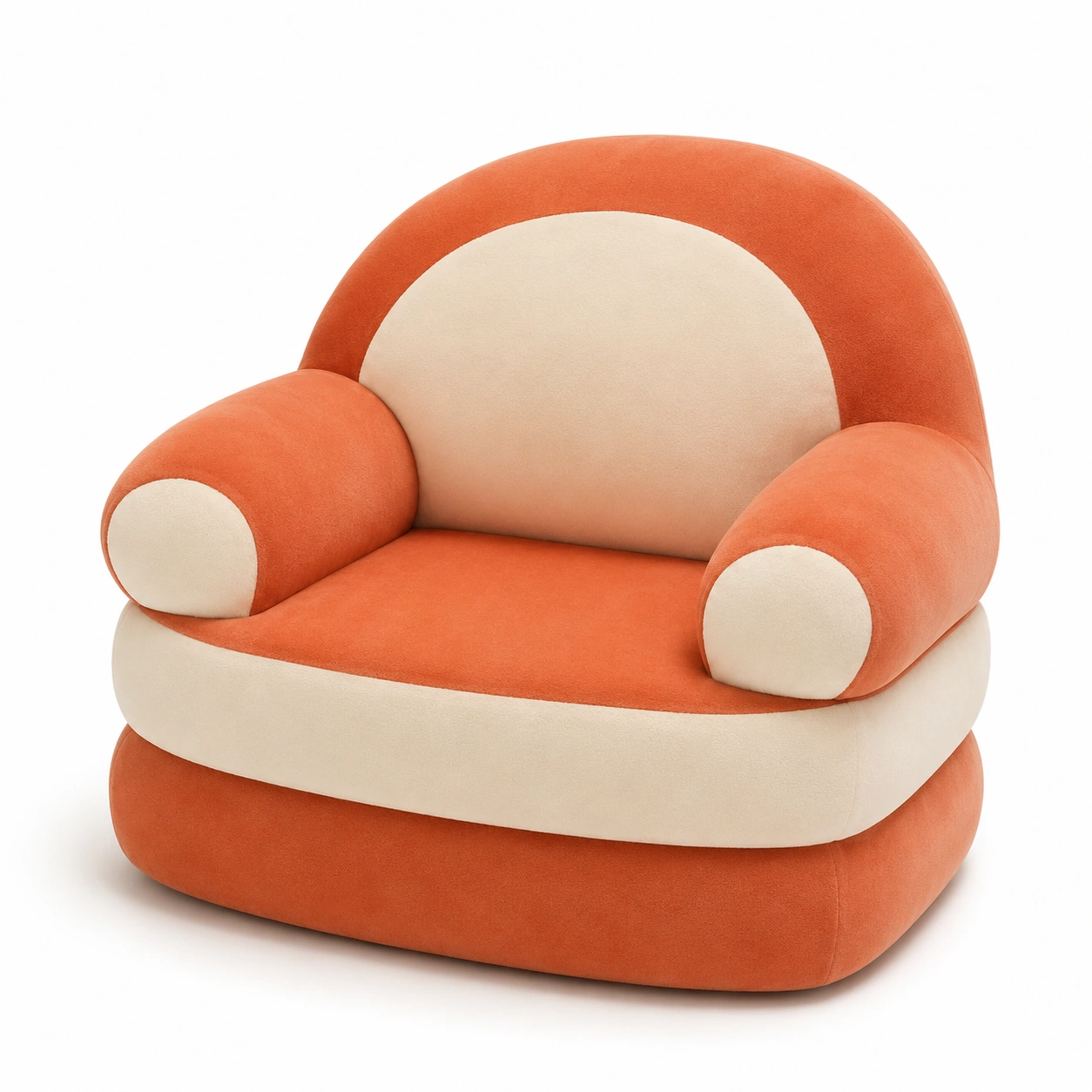 Sillon individual tapizado naranja y blanco-havenoranest