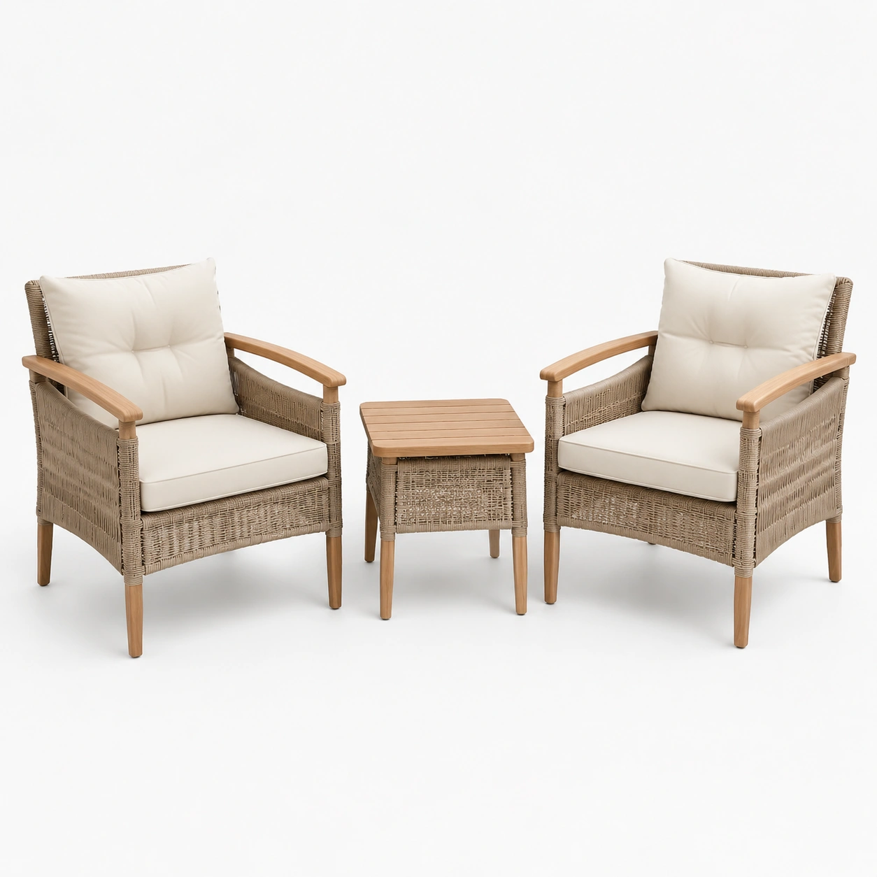 Conjunto de mesa de centro de ratan y madera para exterior-havenoranest