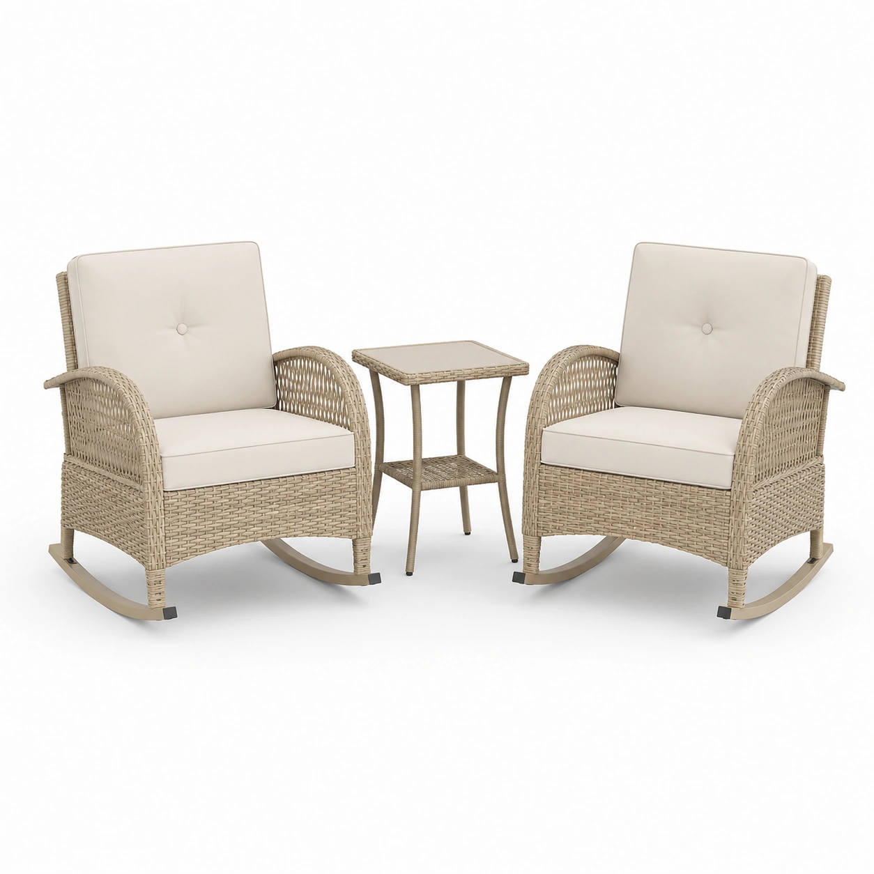 Conjunto de mecedoras y mesa de centro para exterior-havenoranest