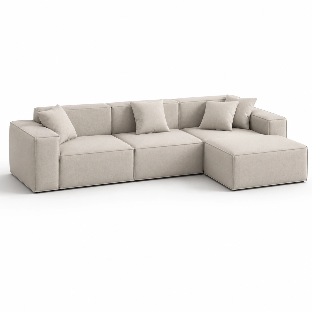 Sofa modular en L color marfil-havenoranest