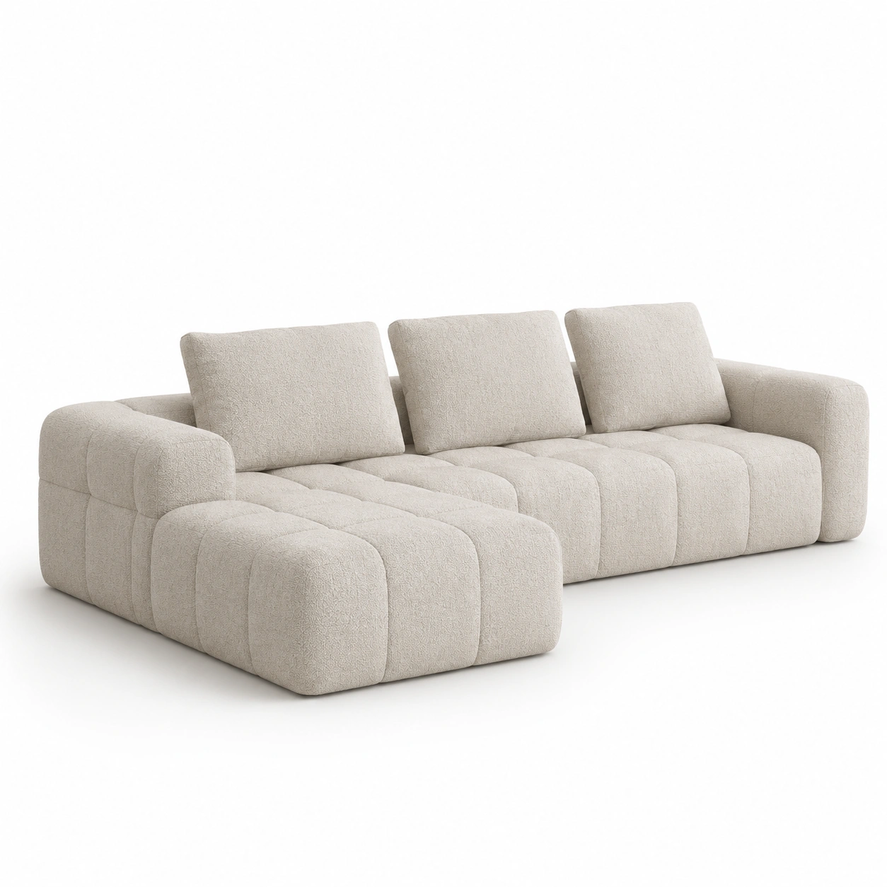 Sofa chaise longue de terciopelo color marfil-havenoranest