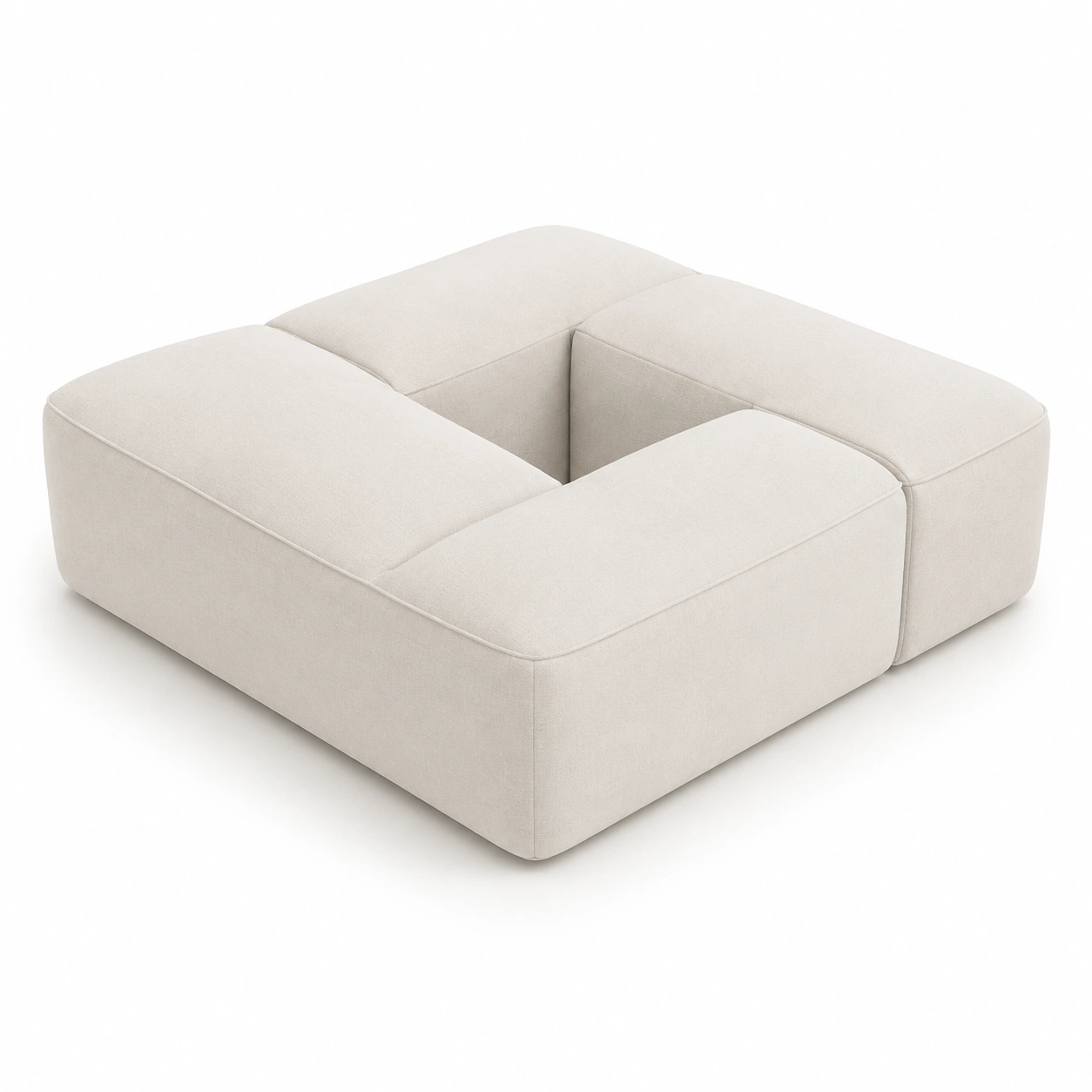 Puf tapizado circular blanco marfil-havenoranest