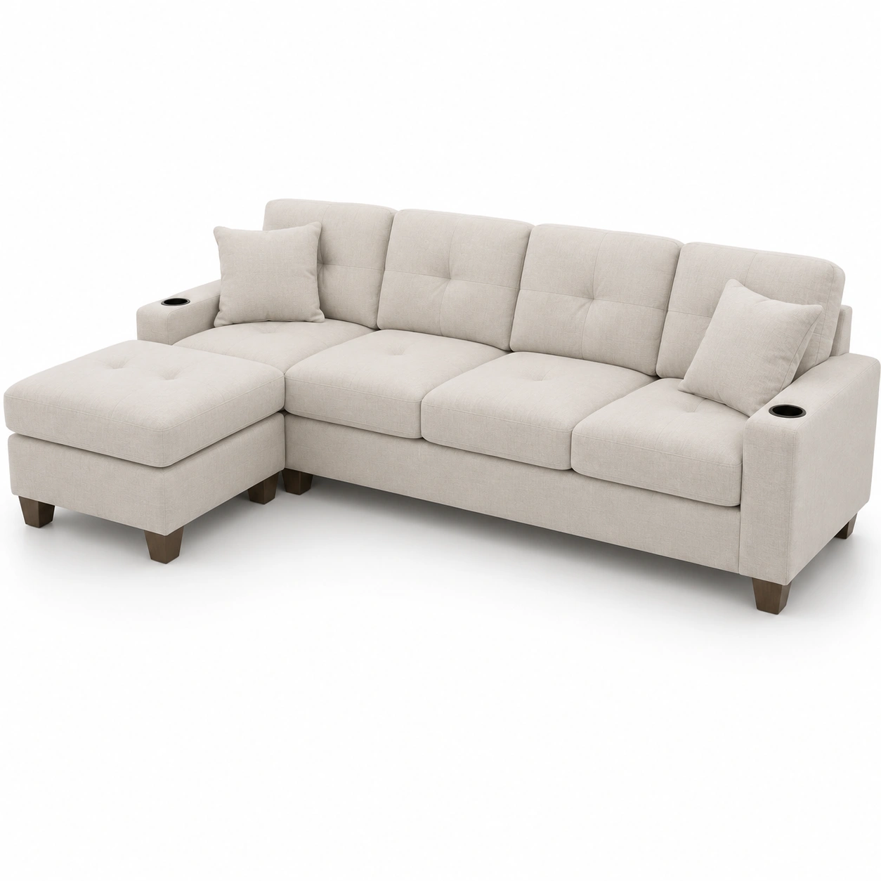 Sofa con reposapies color beige-havenoranest