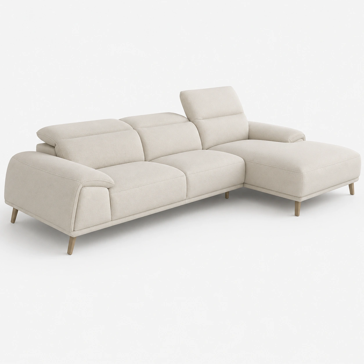 Sofa rinconero con chaise longue derecha color marfil-havenoranest