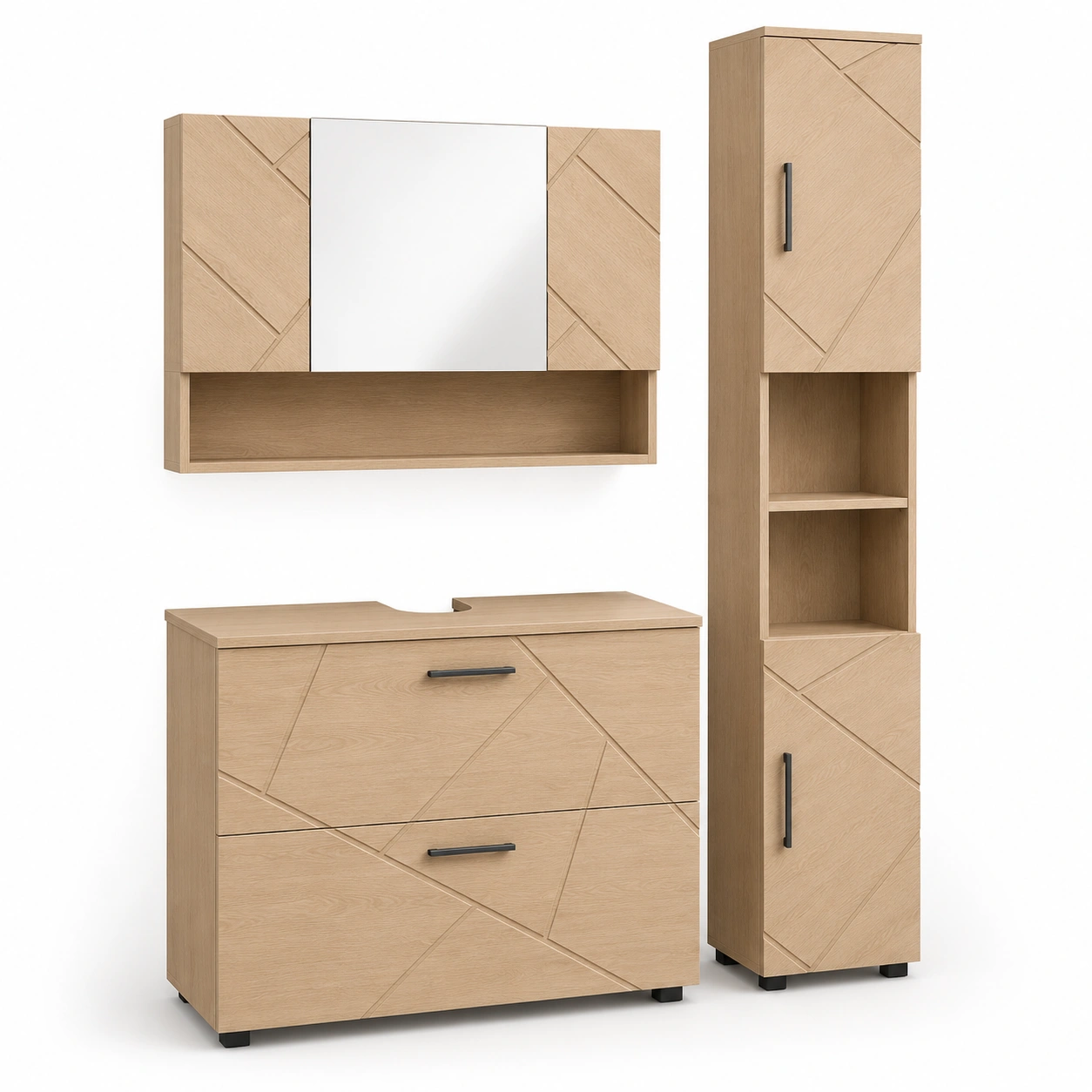 Set de mueble de bano con relieve geometrico-havenoranest