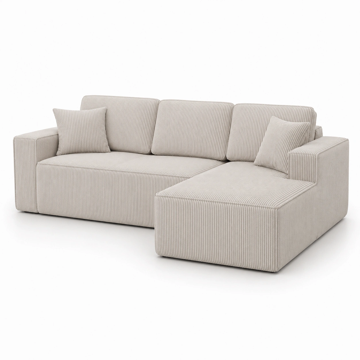 Sofa rinconero de pana con chaise longue derecha color beige-havenoranest