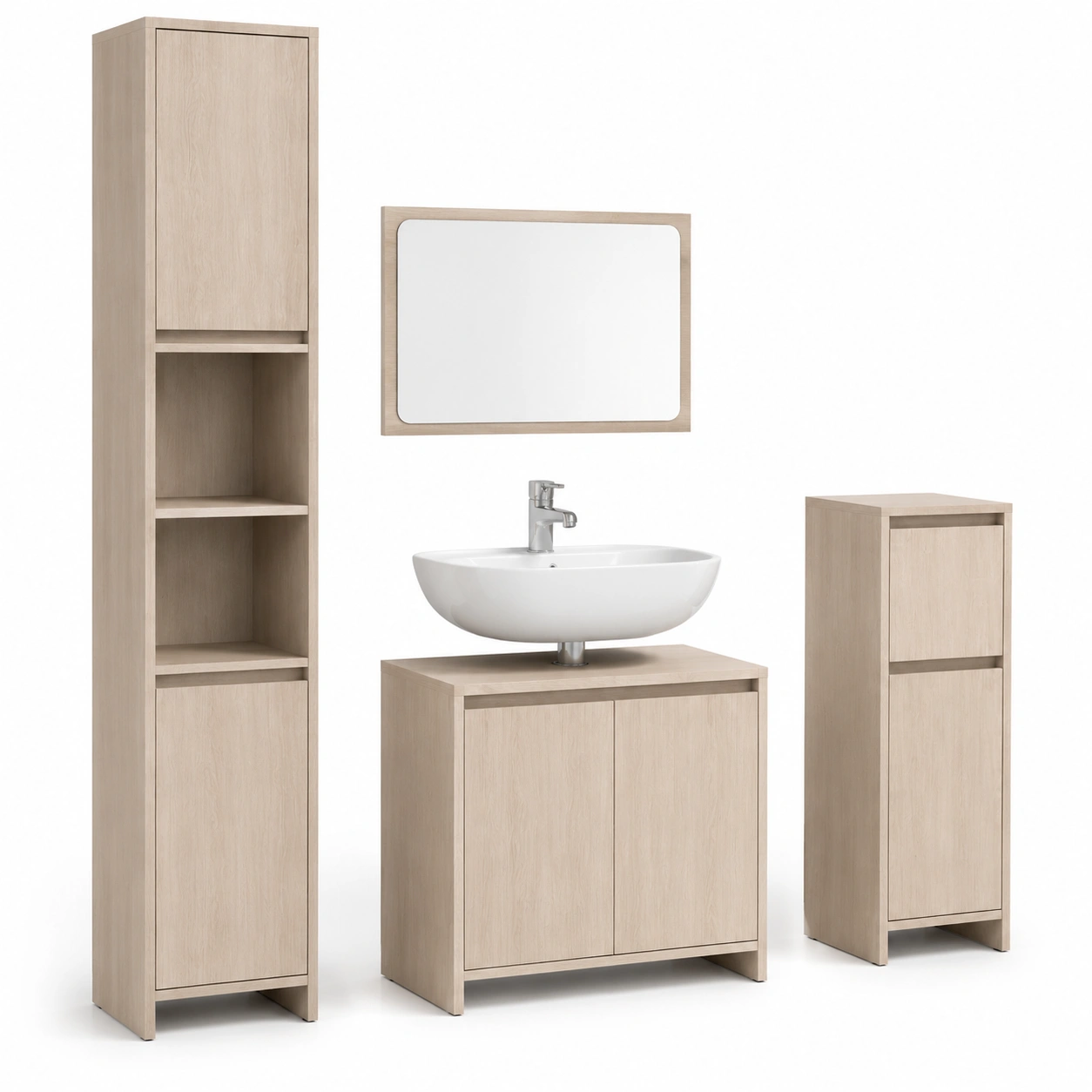 Conjunto de lavabo de bano blanco-havenoranest