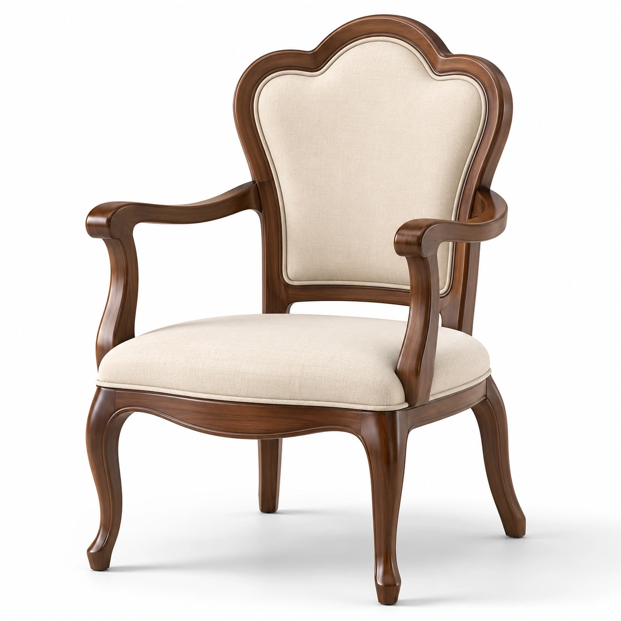 Silla de comedor con reposabrazos de madera maciza color beige-havenoranest
