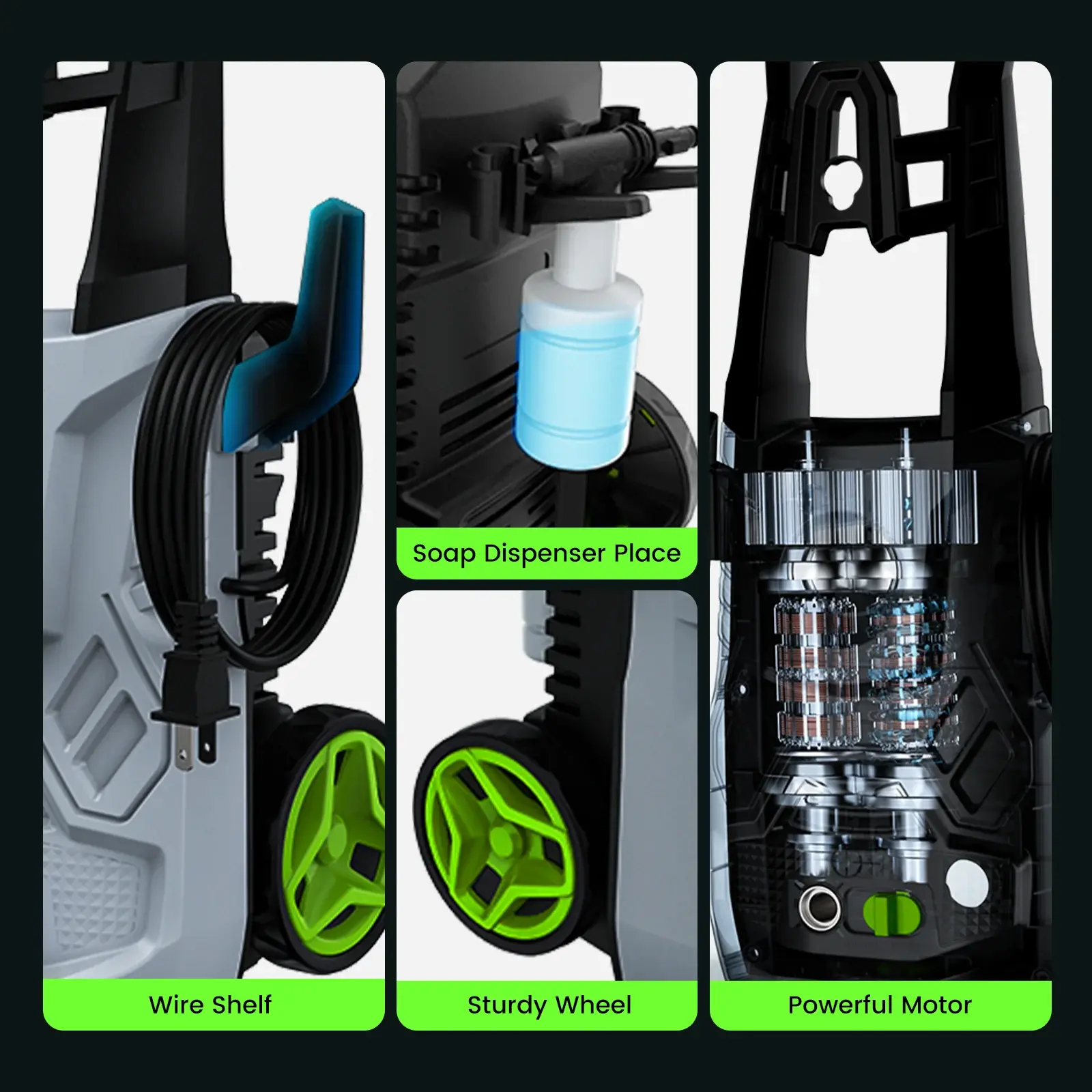 Hidrolavadora eléctrica de 2600 PSI con cañón de espuma para automóviles y exteriores