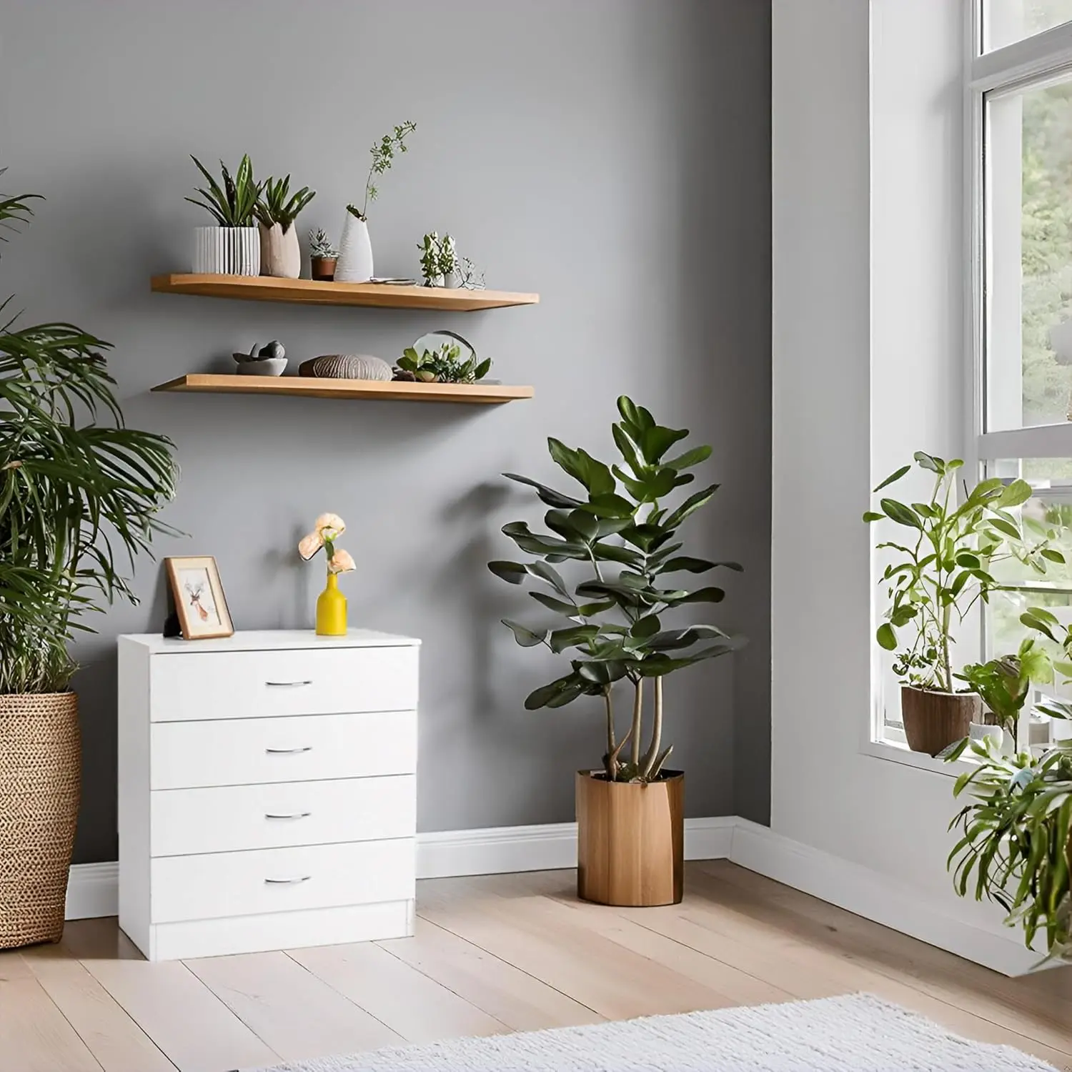 Karl Home White 4 Drawer Dresser for Bedroom and Nursery