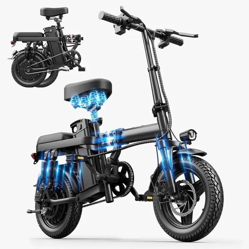 Bicicleta eléctrica plegable para adultos con motor de 500 W y autonomía de 100 km