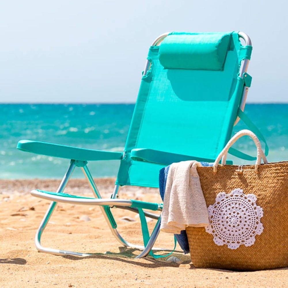 Lot de 2 – Chaises de plage inclinables | Légères, portables et confortables | Parasol offert (Offre spéciale été)