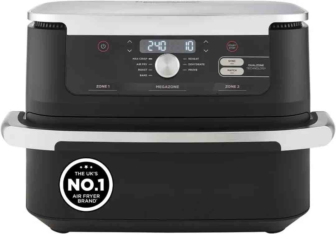 Friteuse à air avec conception à double zone (avec séparateurs amovibles), tiroir extra-large de 10,4 litres, friteuse à air multifonctionnelle 7 en 1, cuisson sans huile, prend en charge la friture, la cuisson au four, le rôtissage et le mode « ultra cro