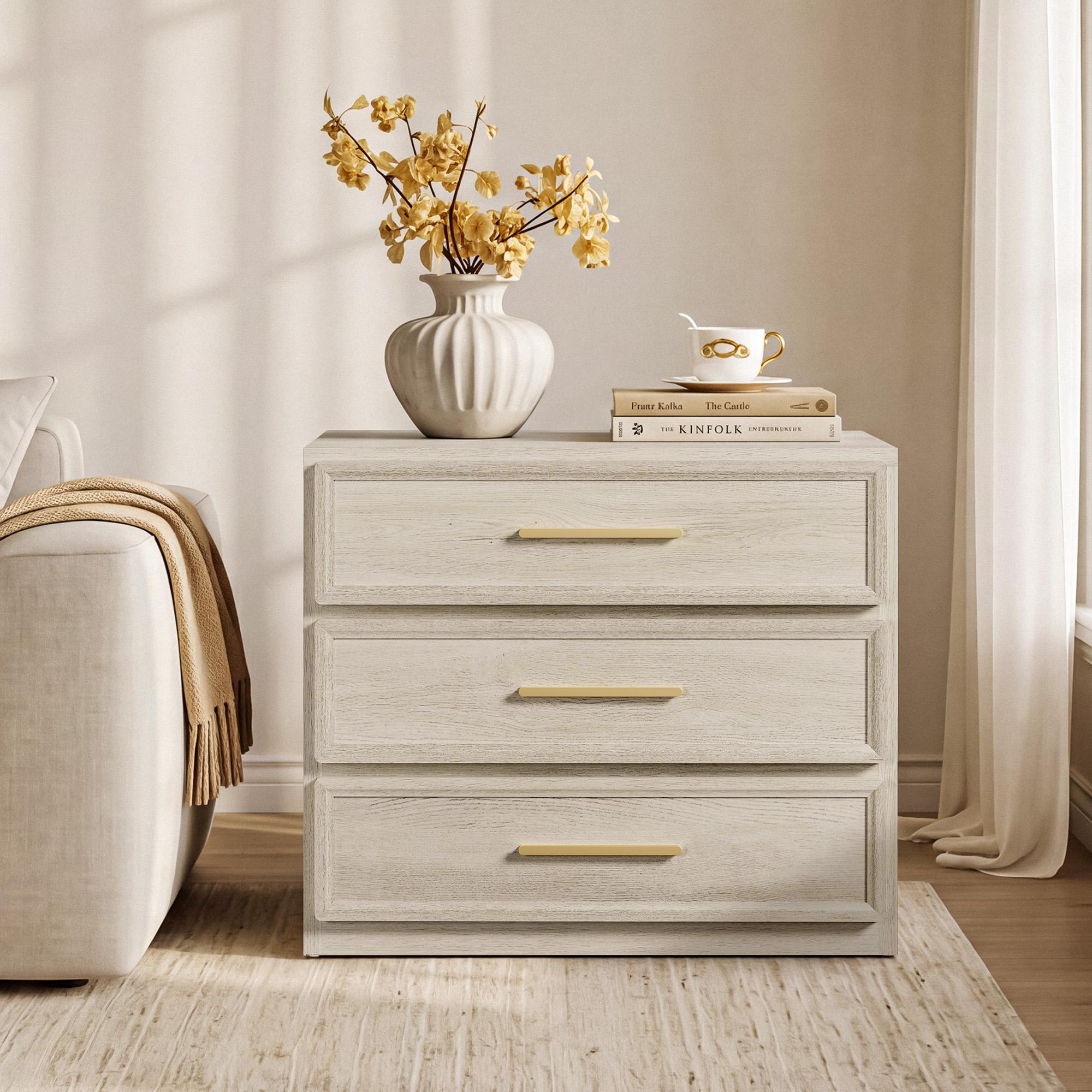 「SohoChic」SICOTAS Night Stand Oversized Extra Large Nightstand Tall Bedside Side Table with 3 Drawers with Storage Modern End Table with Golden Handles Night Stands for Bedroom Sofa Couch Office,dorm essentials,home decor