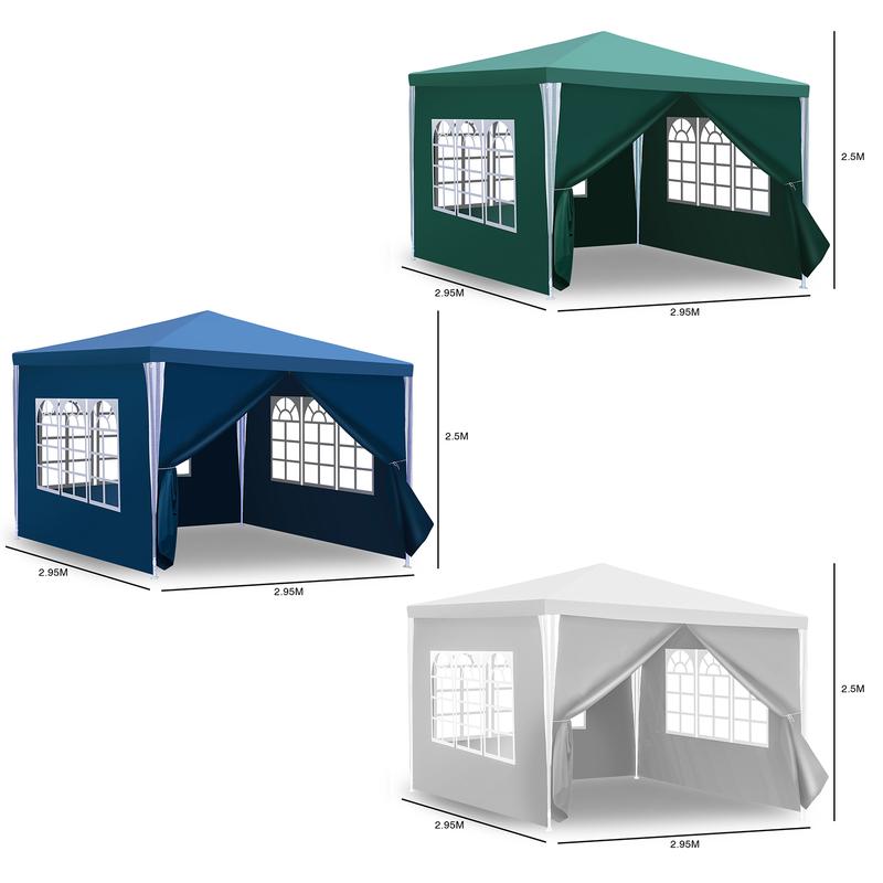 Pabellón de Jardín Resistente al Agua | 3x6m Dos Habitaciones / 3x3m Una Habitación | Blanco / Azul / Verde | Protección UV | Tienda de Campaña para Fiestas, Barbacoas y Eventos al Aire Libre