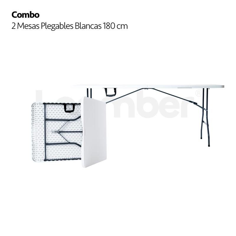 Dos mesas plegables blancas de 180 cm, portátiles: ¡Liquidación!