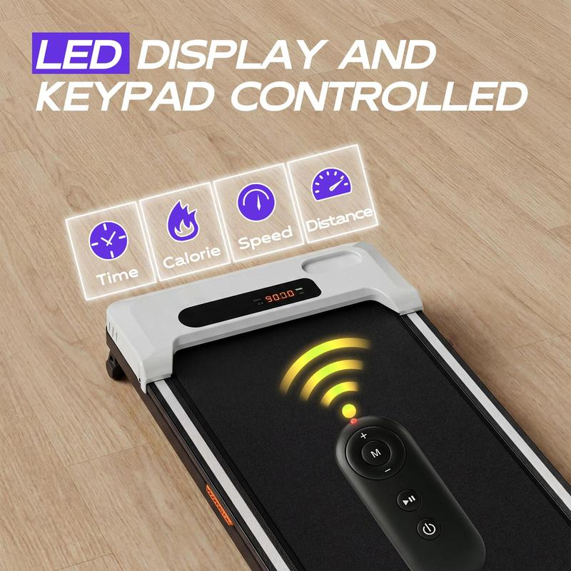 Cinta de correr/máquina para caminar con motor silencioso, capacidad de peso de 260 lb, diseño portátil, pantalla LED y funcionamiento silencioso.