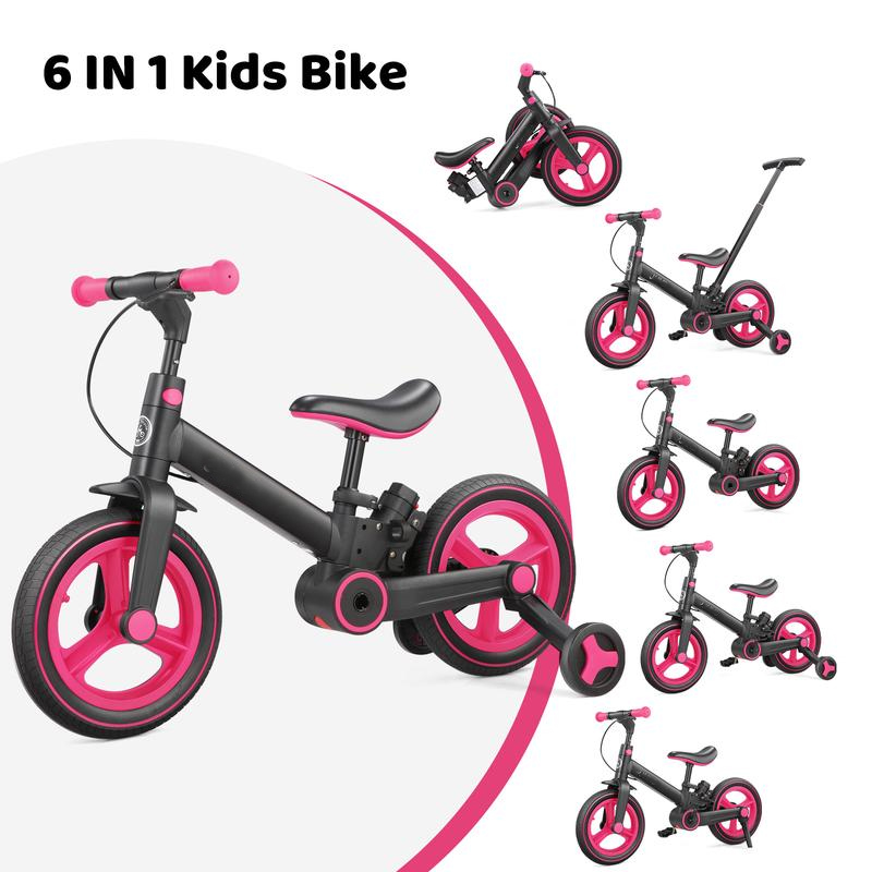 Bicicleta infantil multifuncional 6 en 1: una bicicleta de equilibrio/juguete para montar, adecuada para niños y niñas de entre 18 y 60 meses.