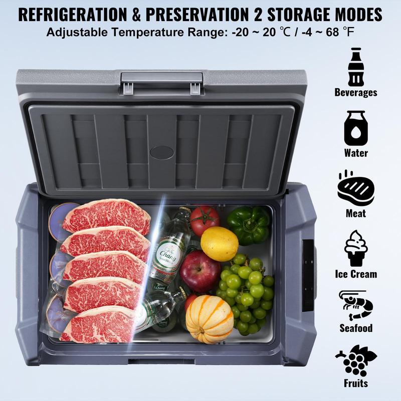 Esta nevera portátil (disponible en capacidades de 23 L, 35 L y 50 L) es compatible con alimentación de 12 V/24 V CC y 110-240 V CA. Con un rango de temperatura de -20 °C a 20 °C (-4 °F a 68 °F), ruedas y dos cestas, es una opción ideal para autocaravanas