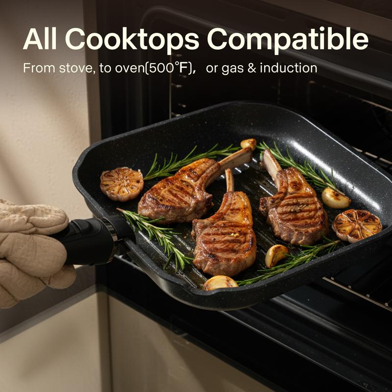 Juego de utensilios de cocina antiadherentes con mango desmontable