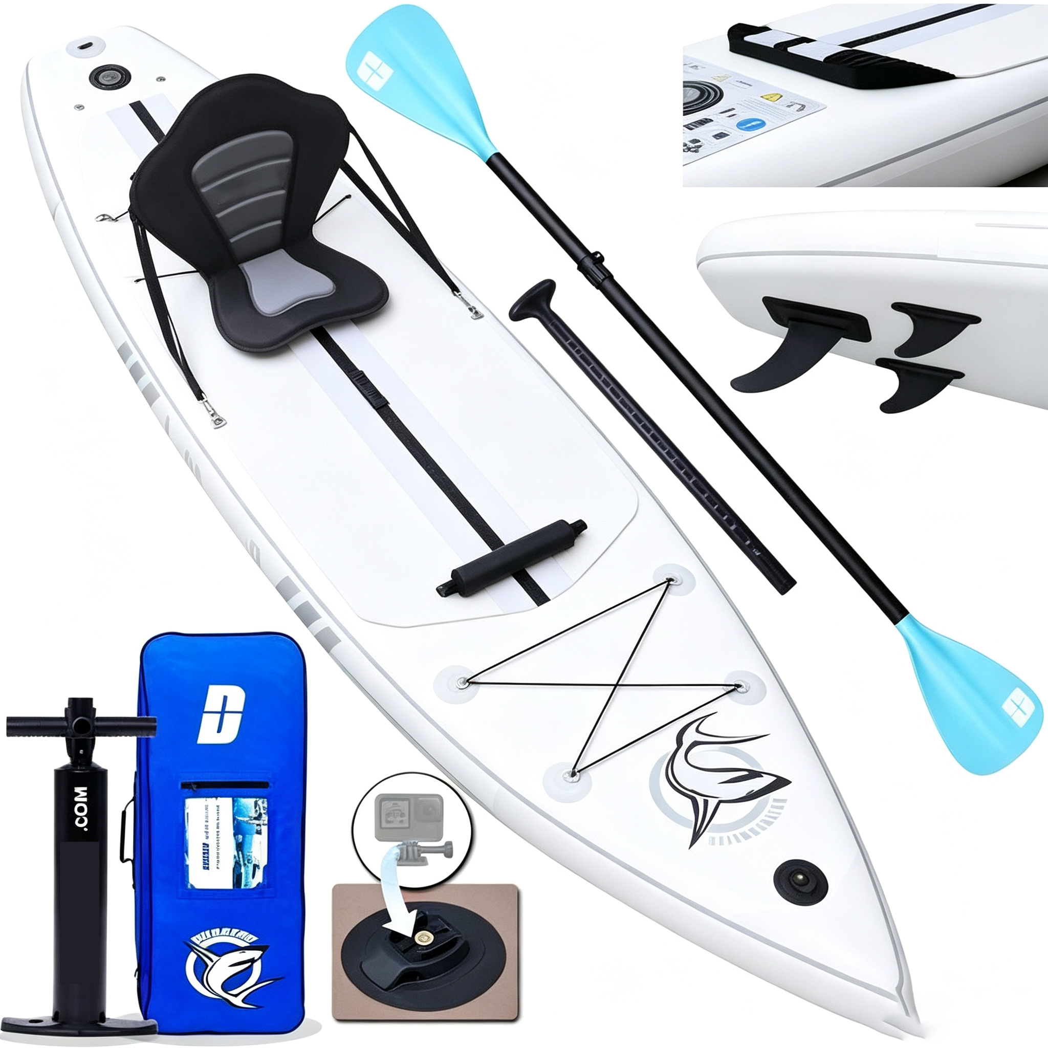 Tabla de paddle surf hinchable (SUP) con capacidad de carga de hasta 150 kg, que mide 330 x 76 x 15 cm, incluye soporte para cámara de acción y todos los accesorios, en color verde menta.