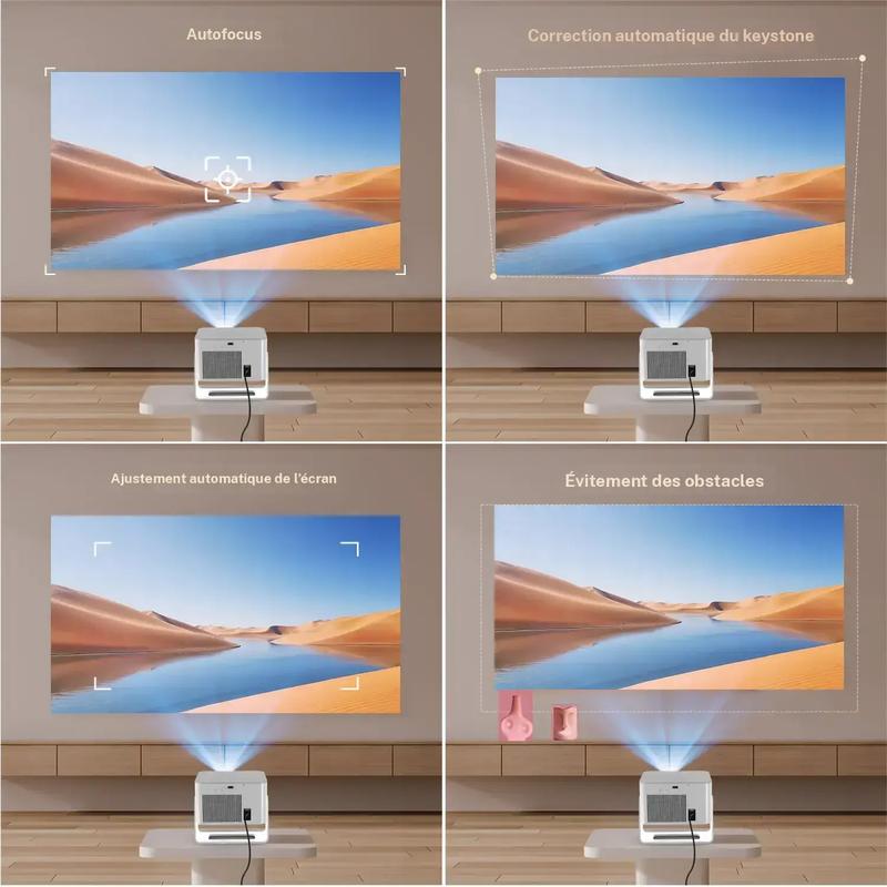 Projecteur intelligent avec Google TV, mini-projecteur portable compatible 4K avec Wi-Fi et Bluetooth, mise au point automatique et détection d'obstacles, clé TV, 650 ANSI et commande vocale, projecteur home cinéma extérieur HY350GT