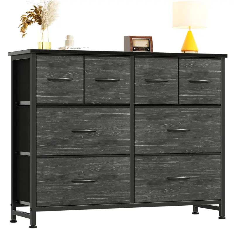 Mueble para TV y cómoda con 8 cajones de tela para sala de estar.