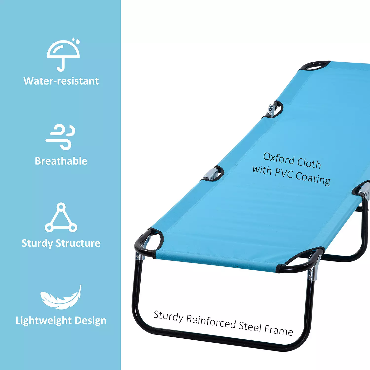 Tumbonas plegables de tela Oxford de 3 piezas, aptas para la playa, la piscina y el jardín.