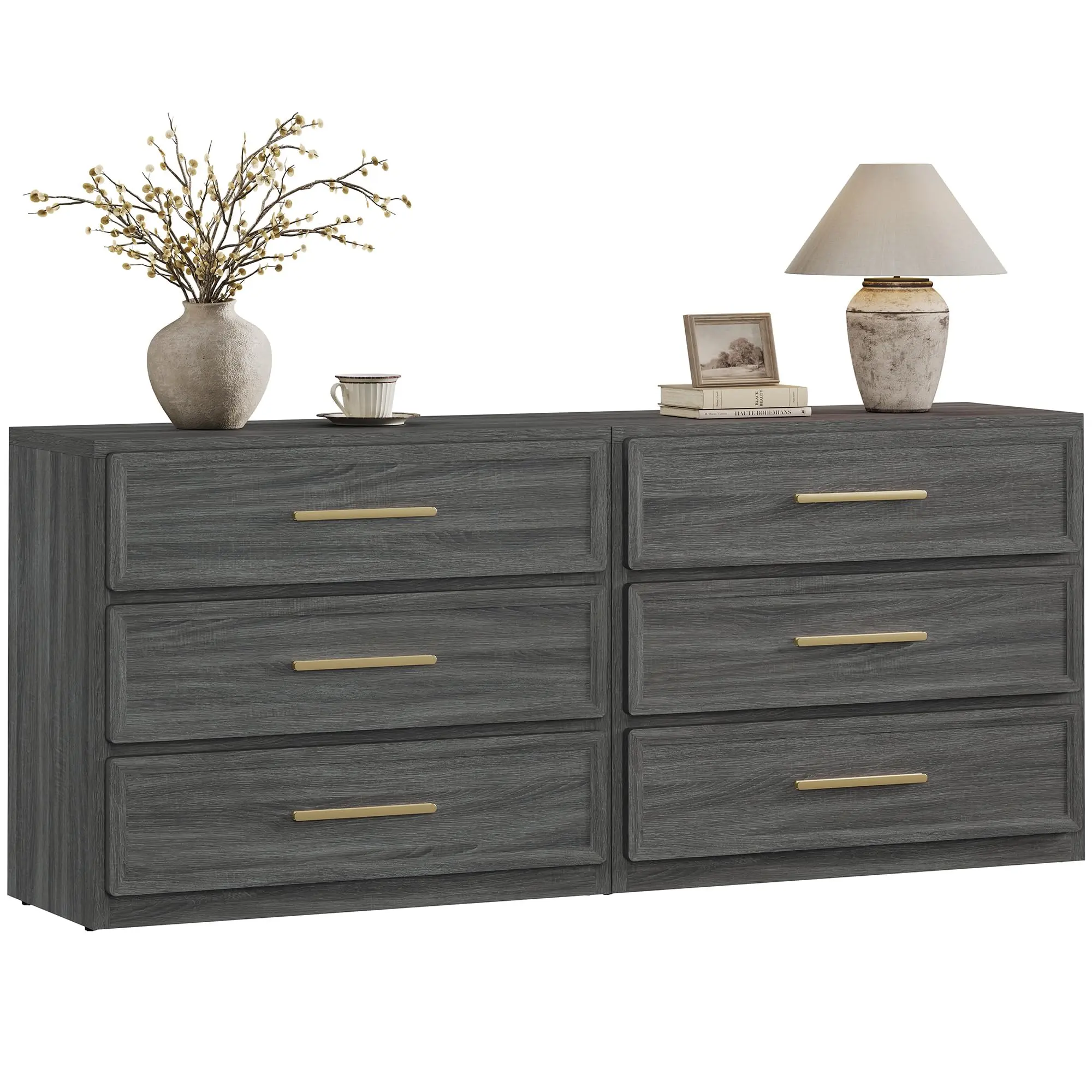 Mesita de noche extragrande o alta con 3 cajones; estilo moderno con tiradores dorados; adecuada para dormitorios, salas de estar (junto a sofás), oficinas, habitaciones compartidas y decoración del hogar.