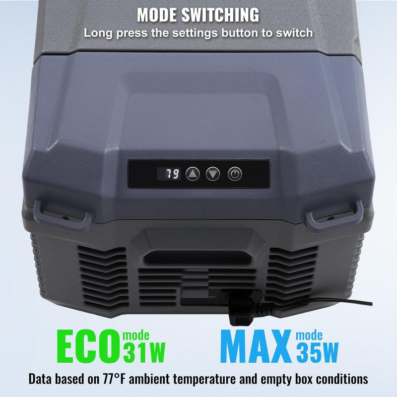 Esta nevera portátil (disponible en capacidades de 23 L, 35 L y 50 L) es compatible con alimentación de 12 V/24 V CC y 110-240 V CA. Con un rango de temperatura de -20 °C a 20 °C (-4 °F a 68 °F), ruedas y dos cestas, es una opción ideal para autocaravanas