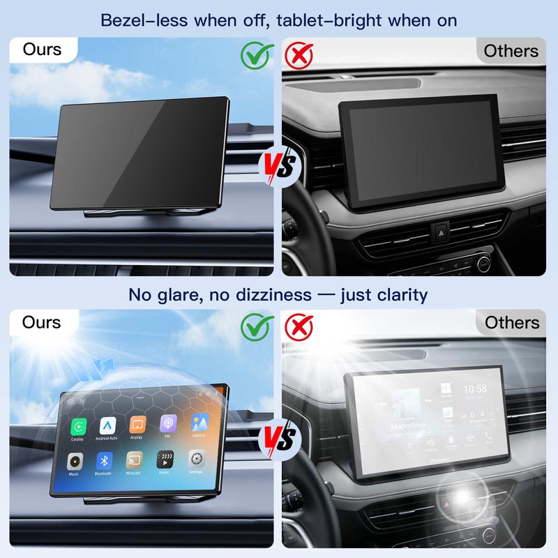 Producto más vendido – Pantalla inalámbrica CarPlay de 9 pulgadas (modelo 2026) – Pantalla táctil portátil compatible con CarPlay, Android Auto, GPS, Mirror Link y cámara de visión trasera | Control por voz