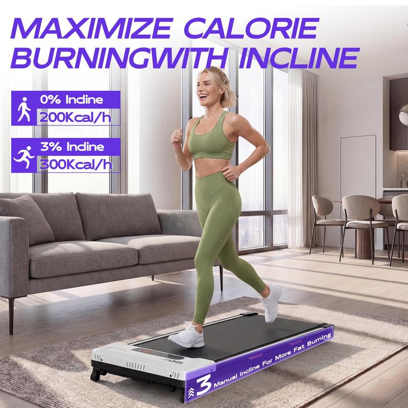 Cinta de correr/máquina para caminar con motor silencioso, capacidad de peso de 260 lb, diseño portátil, pantalla LED y funcionamiento silencioso.