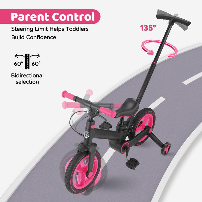 Bicicleta infantil multifuncional 6 en 1: una bicicleta de equilibrio/juguete para montar, adecuada para niños y niñas de entre 18 y 60 meses.