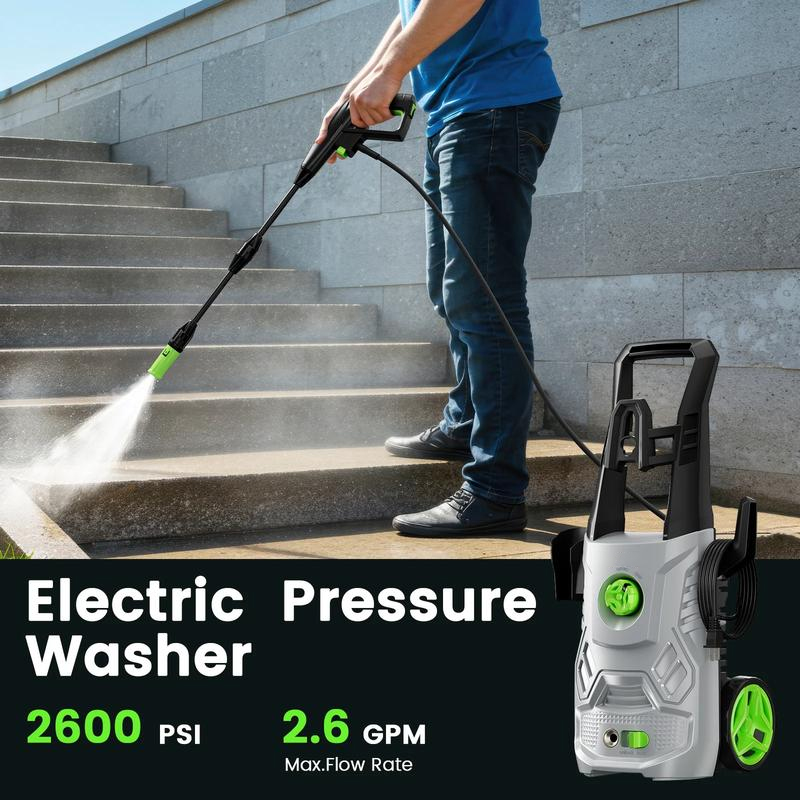 Hidrolavadora eléctrica de 2600 PSI con cañón de espuma para automóviles y exteriores
