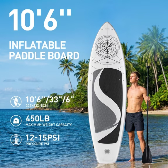 Tabla de paddle surf con todo el equipo incluido, tabla inflable para principiantes y familias, 323 x 83 x 15 cm, tabla SUP estable, capacidad de carga hasta 200 kg, cubierta de EVA antideslizante para adultos