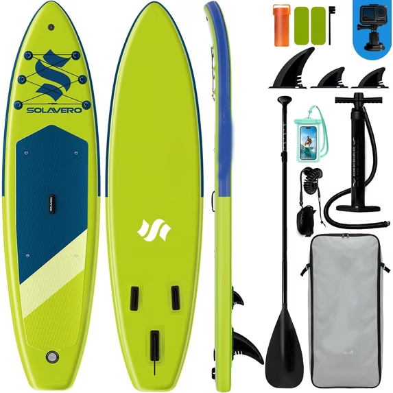 Tabla de paddle surf con todo el equipo incluido, tabla inflable para principiantes y familias, 323 x 83 x 15 cm, tabla SUP estable, capacidad de carga hasta 200 kg, cubierta de EVA antideslizante para adultos