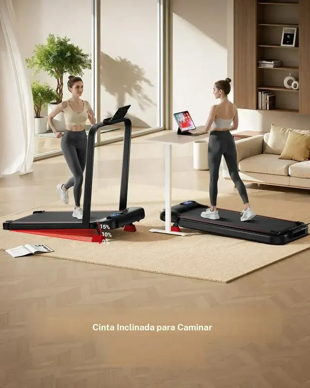 cinta de correr plegable e inclinable, 6 en 1, motor con silencioso, carga máxima de 15% kg, 136