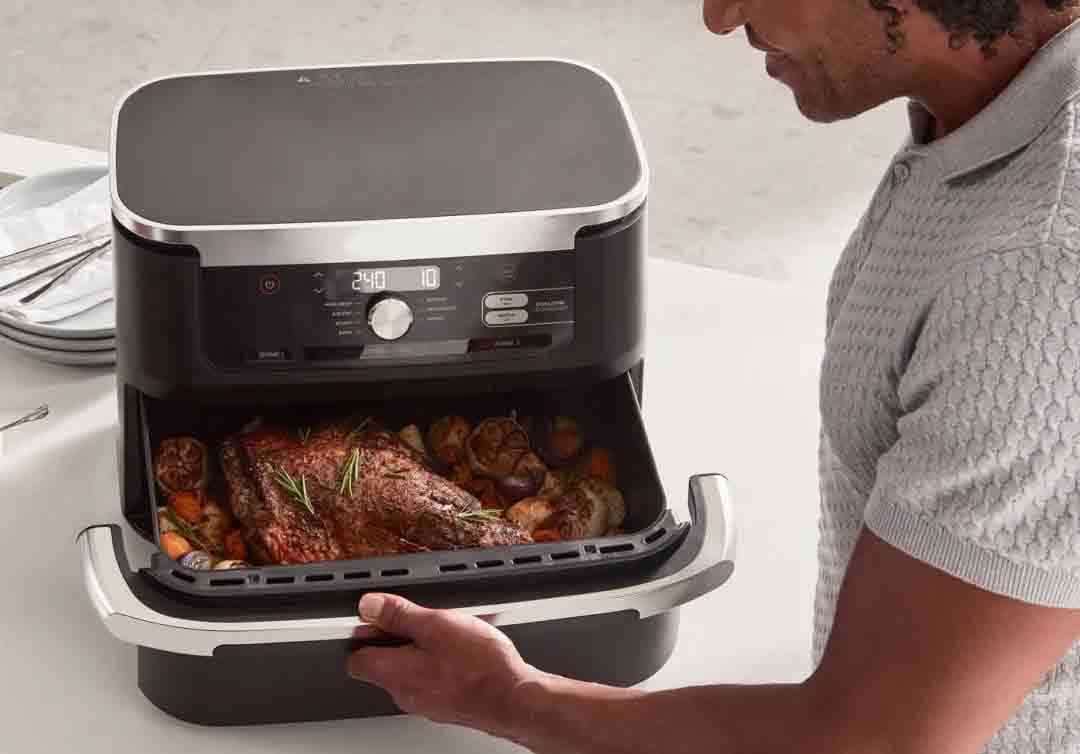 Friteuse à air avec conception à double zone (avec séparateurs amovibles), tiroir extra-large de 10,4 litres, friteuse à air multifonctionnelle 7 en 1, cuisson sans huile, prend en charge la friture, la cuisson au four, le rôtissage et le mode « ultra cro