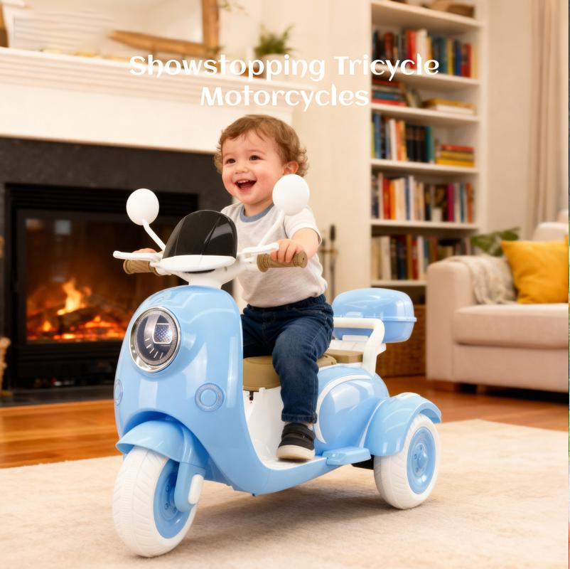 Motocicleta eléctrica infantil con espacio de almacenamiento, adecuada para niños de 3 años en adelante, patinete infantil de tres ruedas de 12 V, motocicleta ligera ideal para niñas de 3 a 6 años.