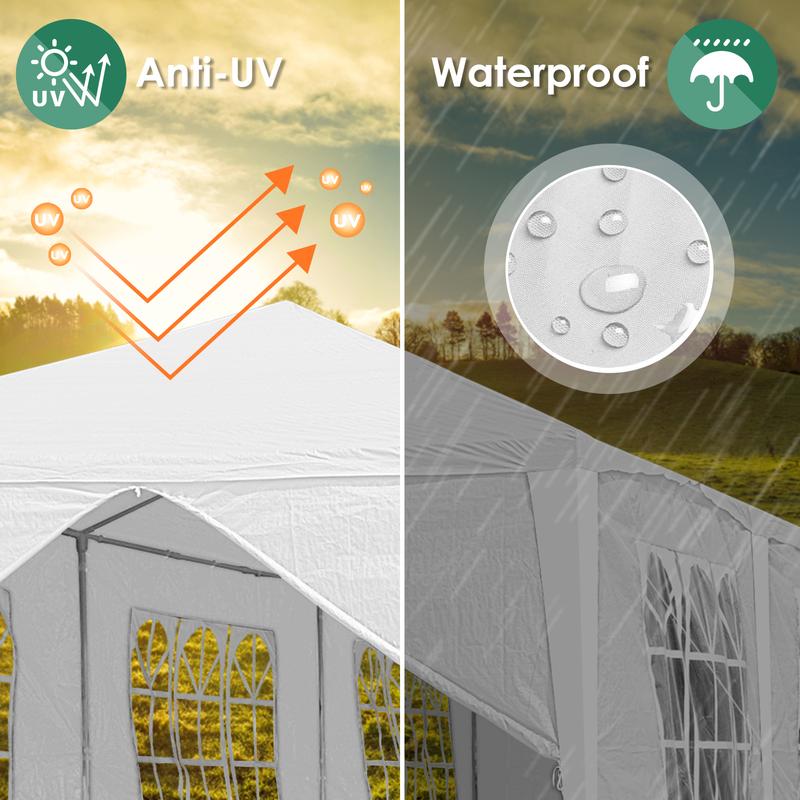 Pabellón de Jardín Resistente al Agua | 3x6m Dos Habitaciones / 3x3m Una Habitación | Blanco / Azul / Verde | Protección UV | Tienda de Campaña para Fiestas, Barbacoas y Eventos al Aire Libre