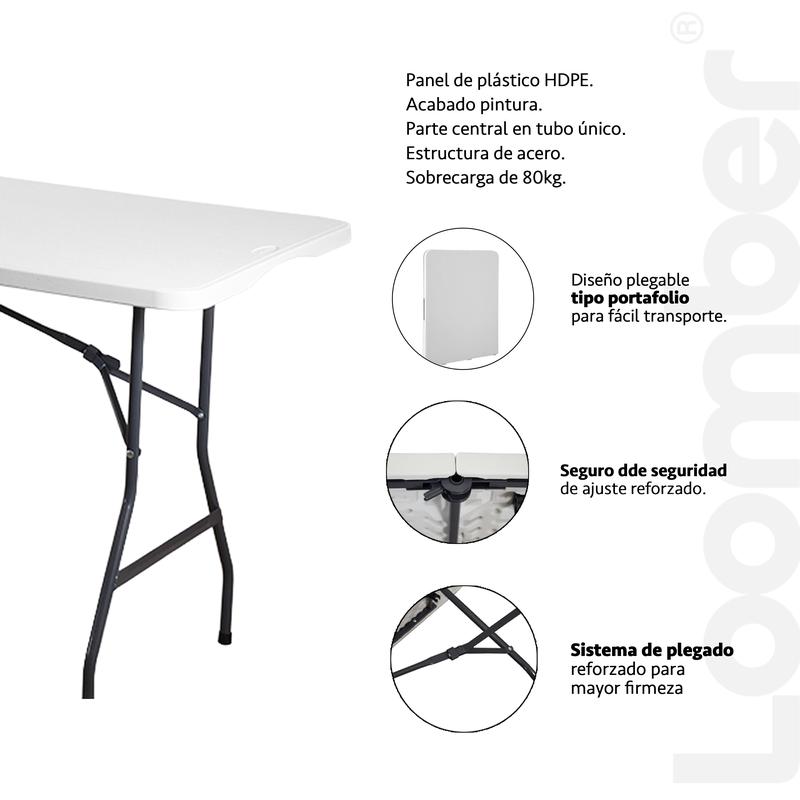 Dos mesas plegables blancas de 180 cm, portátiles: ¡Liquidación!
