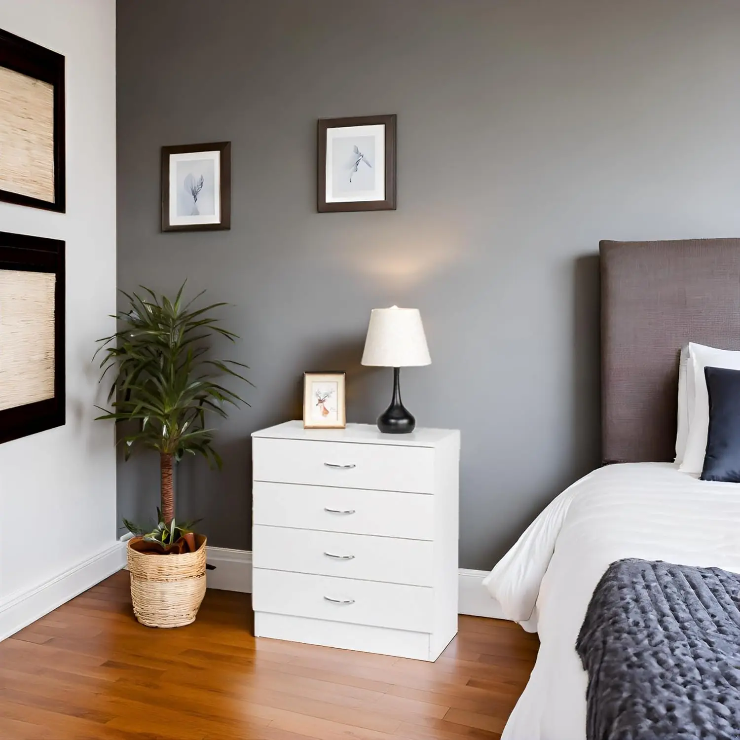 Karl Home White 4 Drawer Dresser for Bedroom and Nursery