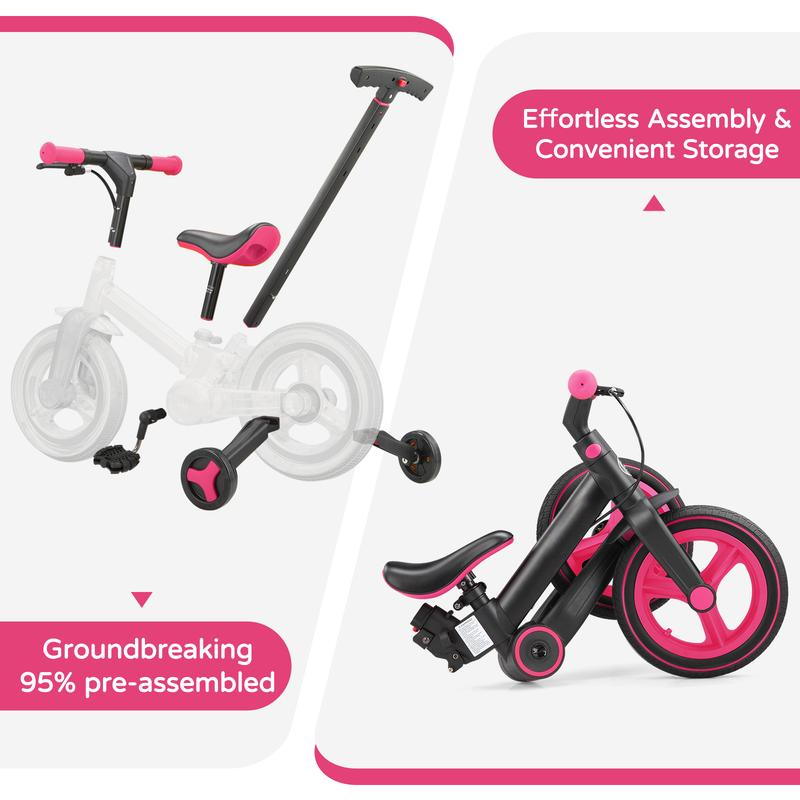 Bicicleta infantil multifuncional 6 en 1: una bicicleta de equilibrio/juguete para montar, adecuada para niños y niñas de entre 18 y 60 meses.