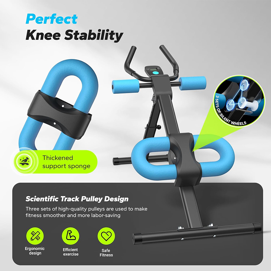 Entrenador de músculos abdominales: diseño ajustable, plegable para su almacenamiento y equipado con rodilleras.